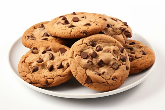 Image of chocolate chip cookies with transparent background. Generative AI