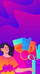 Festive Shopping E-Commerce Online Shopping People Flat Vector Concept Operation Hand Drawn Illustration