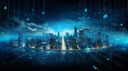 Obraz premium A city landscape made up of data. Generative AI. 