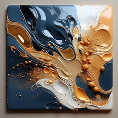 3d abstract gold liquid motion