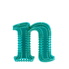 Small spheres on the turquoise symbol. letter n