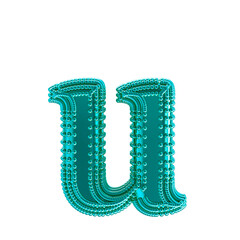 Small spheres on the turquoise symbol. letter u