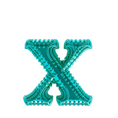 Small spheres on the turquoise symbol. letter x