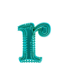 Small spheres on the turquoise symbol. letter r