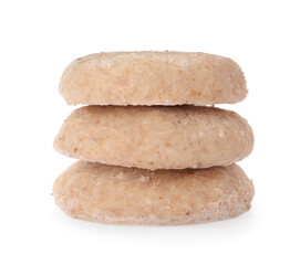 Fototapeta na wymiar Stack of raw vegan nuggets isolated on white