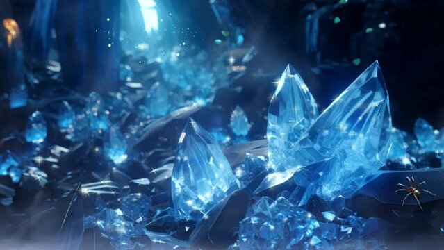blue gemstones in the cave sparkle video template