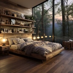 bedroom with wood and panels