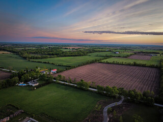 Fototapeta na wymiar colorful sunset on the farm 