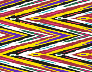 Ikat. Uzbek folk ornament. Fabric with a national seamless pattern.