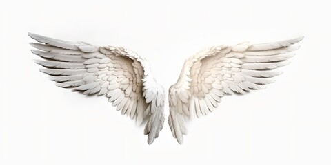 Obraz premium White wings on white background, generative ai.
