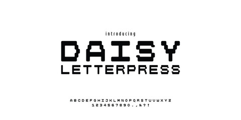 Daisy Letterpress alphabet typography font vector for logo and branding	