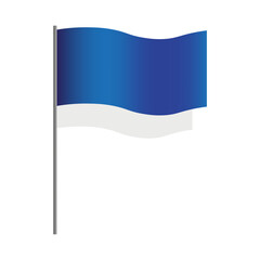 Blue flag on a stick. Vector illustration. EPS 10.