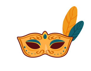 Carnaval mask concept. Colorful apparel element for event and party. Holiday and festival. Traditions and culture. Poster or banner. Cartoon flat vector illustration isolated on white background