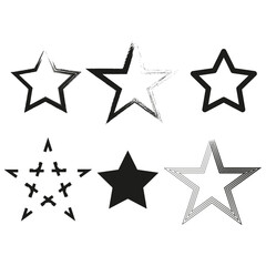 Obraz premium Grunge set different black star. Vector illustration. EPS 10.