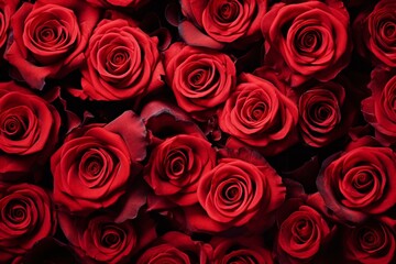 Background filled with red roses. Generative AI