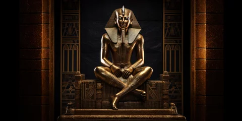 Foto op Canvas Golden sculpture of Egyptian King Khafre (pharaoh) of the 4th Dynasty, son of Khufu and the successor of Djedefre.  © NorLife