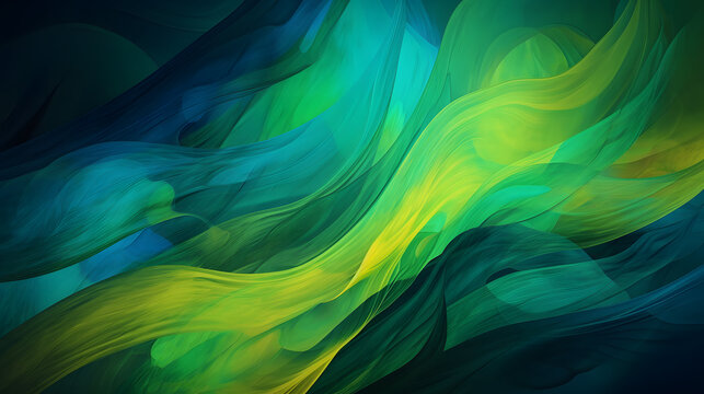 緑系の色彩が流れる抽象的な背景 No.018  Abstract Background with Greenish Colors Flowing Generative AI
