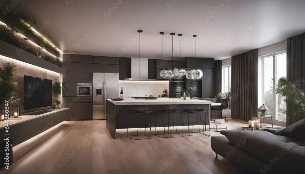 Aufkleber ai in smart home with various connected devices and appliances - internet of things concept