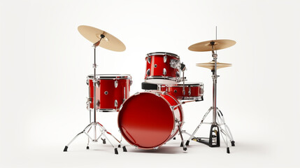 Obraz na płótnie Canvas Kit equipment drum sound white set musical instrument rock percussion isolated cymbal jazz