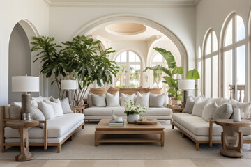 A Serene Oasis: Step into the Tranquil Mediterranean Ambiance of this Exquisite Living Room