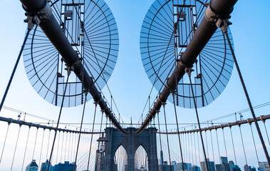 way to manhattan. urban architecture of new york city. Brooklyn bridge in ny, usa. brooklyn...