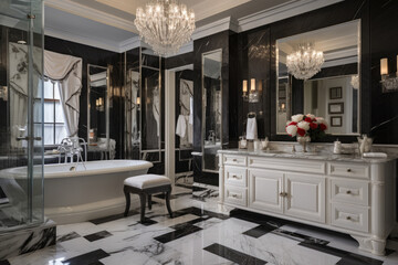 Glamorous Bathroom Oasis with Bronze Accents