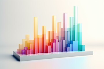 Colorful 3D graph chart showcases a separated section on a light background, representing sustainable business, ecological development, or big data visualization. Generative AI