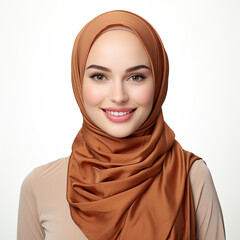 beautiful young arab muslim model woman wearing hijab headscarf and smiling