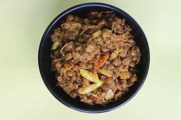 Masoor Usal, Sprouted lentil curry, Indian food