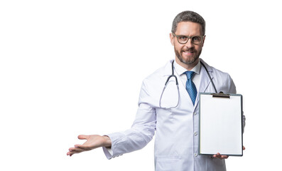 photo of internist with prescription with copy space. internist with prescription