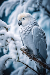 Obraz premium White Parrot in Snow