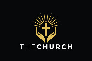 Trendy Professional and minimal church sign Christian and peaceful vector logo design