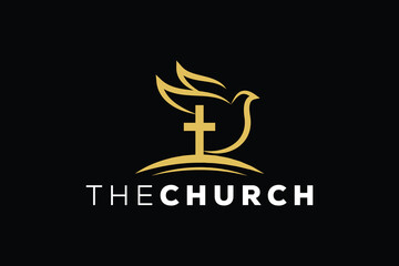 Trendy Professional and minimal church sign Christian and peaceful vector logo design