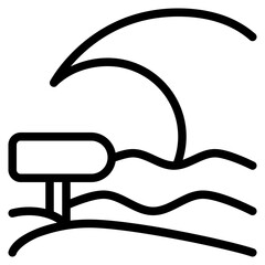 beach icon with outline style. Suitable for website design, logo, app, UI and ETC.