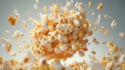 close up of popcorn explosion generative art - obrazy, fototapety, plakaty