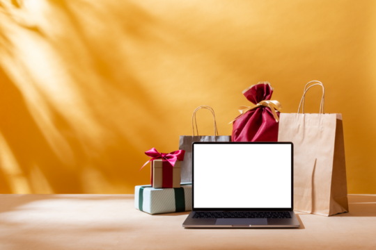 ラップトップコンピューターとショッピング