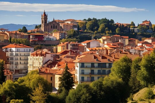 Madrid region's San Sebastián de los Reyes town with scenic backdrop. Generative AI