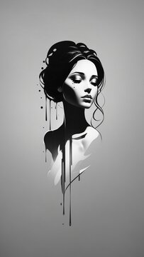 Melancholy, an elegant logo depicting the Melancholy, an elegant logo depicting the silhouette of a woman shedding black tears.
