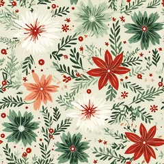 Rolgordijnen Santa Claus - Wreaths - Christmas ornament - Tile - Craft paper © Graxaim