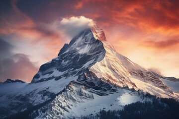 Mountain peak in Big Sky, Montana. Generative AI