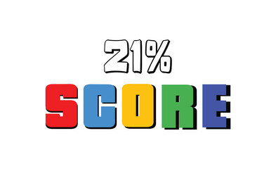 21 % Score sign designed modern style to catch the eye with color various combination. Point Vector illustration isolated white background.