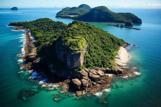 Stunning island called ilha do amor in Alter do Chão. Generative AI