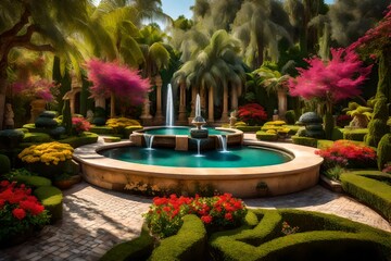 Fototapeta na wymiar garden with flowers ,Beautiful ornamental garden