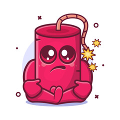 kawaii dynamite bomb character mascot with sad expression isolated cartoon in flat style design