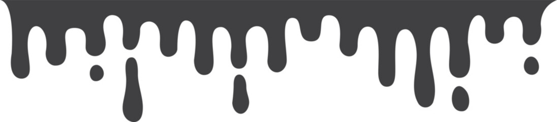 Black ink flow pattern. Dripping horizontal border