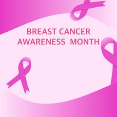 Breast cancer awareness ribbon background. October is month of breast cancer awareness in the world. Pink ribbon. illustration