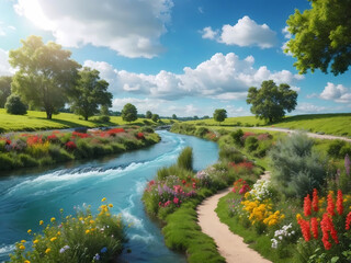 landscape with river and sky