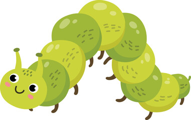 Smiling catterpillar character. Cartoon insect cheerful mascot