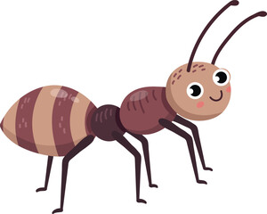 Happy ant mascot. Smiling baby insect character