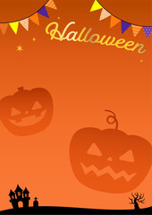 ハロウィンのイラストフレーム(オレンジ)